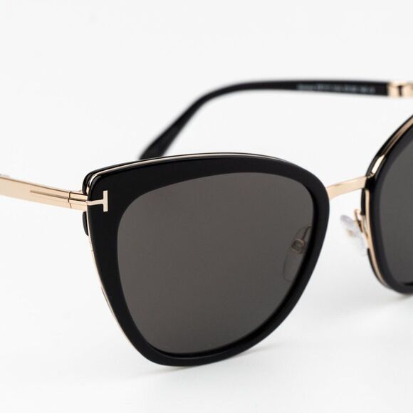 Tom Ford SIMONA Women Sunglasses Black Gold Smoke Semi Cat Eye FT0717 01A NEW main image 9
